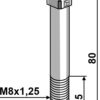 Bolt M8x1,25x80 u. møtrik - galvaniseret