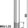 Bolt M8x1,25x90 m. møtrik - galvaniseret