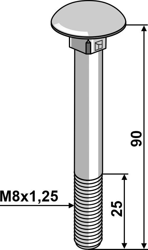 Bolt M8x1,25x90 u. møtrik - galvaniseret