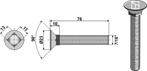 Plovbolt 7/16"x76