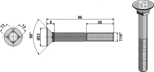 Plovbolt 7/16"x96