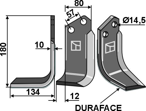 Fræserkniv DURAFACE 180x80mm, venstre