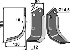 cel-31l Fræserkniv 195x80mm, venstre