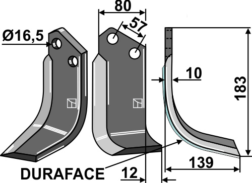 Fræserkniv DURAFACE 183x80mm, højre