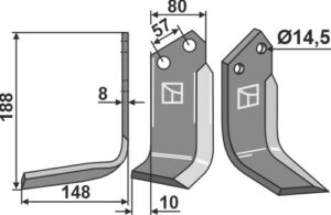 cel-76l Fræserkniv 188x80mm, venstre