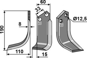dlm-02l Fræserkniv 190x60mm, venstre