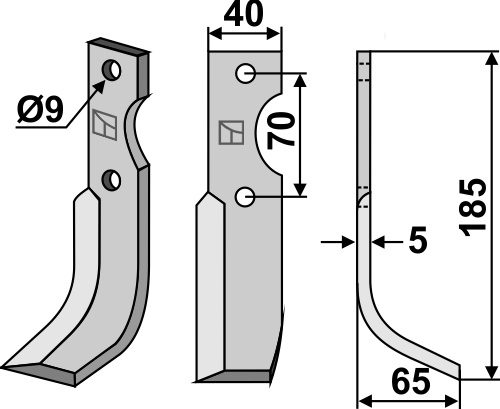 Fræserkniv 185x40mm, højre