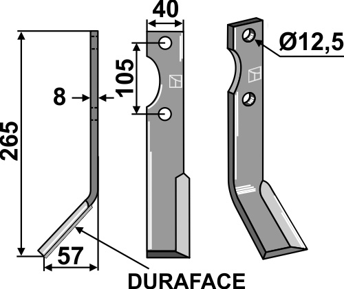 Fræserkniv DURAFACE 265x40mm, venstre