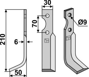 Fræserkniv 210x30mm, venstre