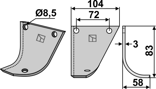Fræserkniv 83x104mm, højre