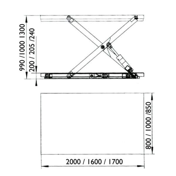 El-hydraulisk løftebord - Special - 226 kg