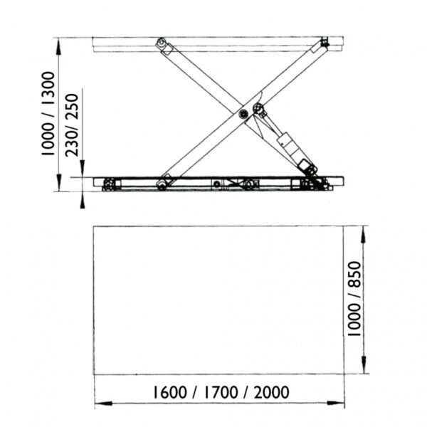 El-hydraulisk løftebord - Special - 268 kg