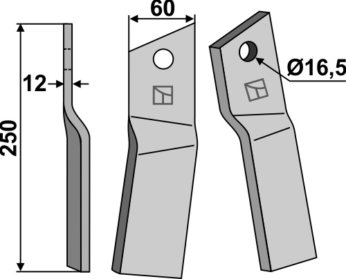 Fræserkniv 250x60mm, venstre