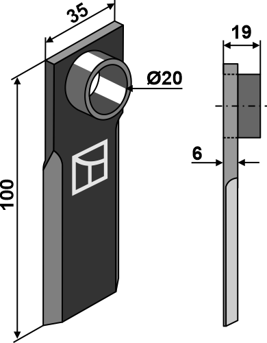 Halmsnitterkniv 100x35mm