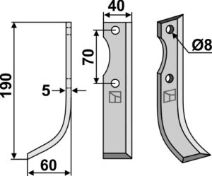 ind-136l Fræserkniv 190x40mm, venstre