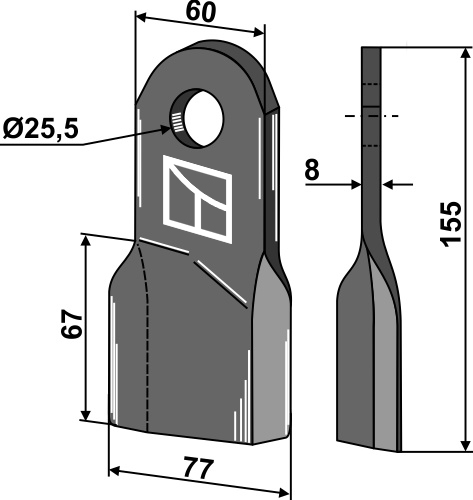 Slagle 155x60mm, venstre