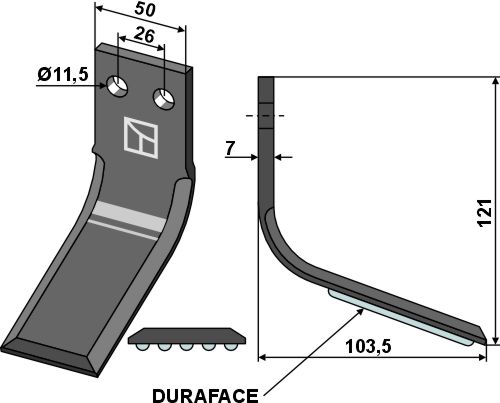 Fræserkniv m. DURAFACE 121x50mm