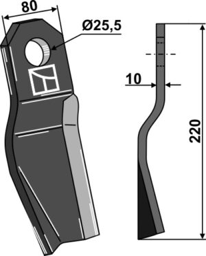 Slagle kniv 220x80mm, venstre