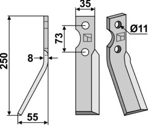 ind-74l Fræserkniv 250x35mm, venstre