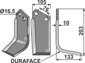 kuh-10r.d Fræserkniv DURAFACE 203x105mm, højre