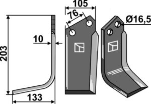 kuh-11l Fræserkniv 203x105mm, venstre
