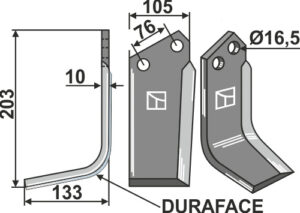 kuh-11l.d Fræserkniv DURAFACE 203x105mm, venstre