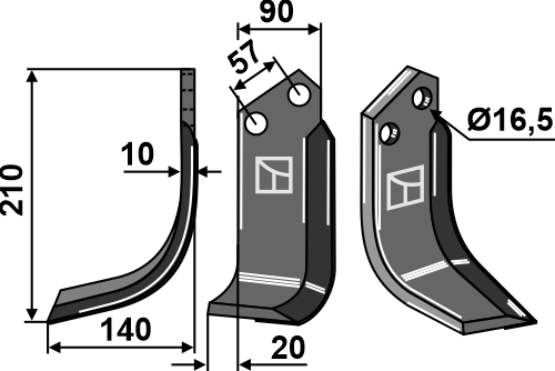 Fræserkniv 210x90mm, venstre (hårdmetal belagt)