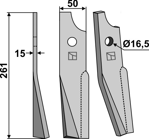 Fræserkniv 261x50mm, venstre