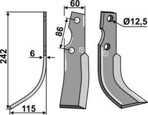 kuh-71l Fræserkniv 242x60mm, venstre