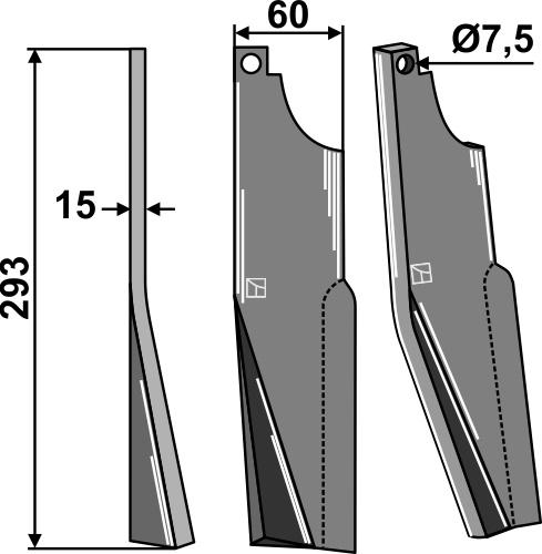 Rotortand 203x60mm, venstre