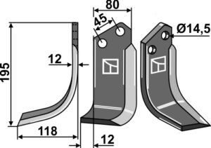 kve-10l Fræserkniv 195x80mm, venstre
