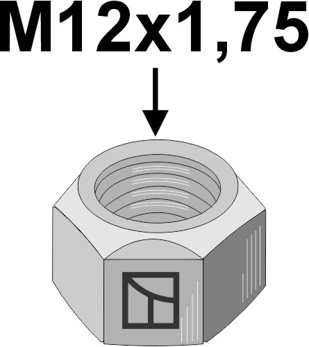 Møtrik M12x1,75 - galvaniseret - venstre gevind