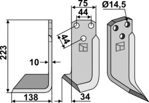 mal-05l Fræserkniv 223x75mm, venstre