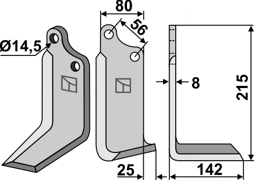 Fræserkniv 215x80mm, højre