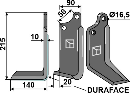 Fræserkniv DURAFACE 215x90mm, venstre