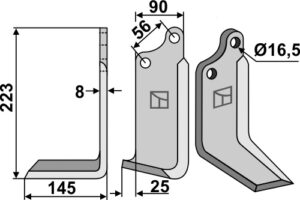 mas-15l Fræserkniv 223x90mm, venstre