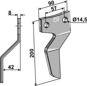 Fræserkniv 200x90mm, venstre
