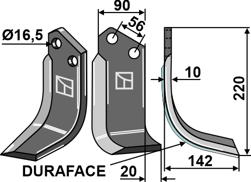 Fræserkniv DURAFACE 220x90mm, højre