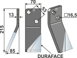 Fræserkniv DURAFACE 215x70mm, venstre