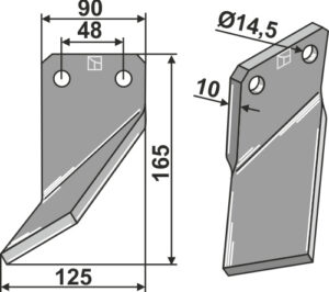 msa-29l Fræserkniv 165x90mm, venstre