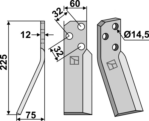 Fræserkniv 225x60mm, venstre