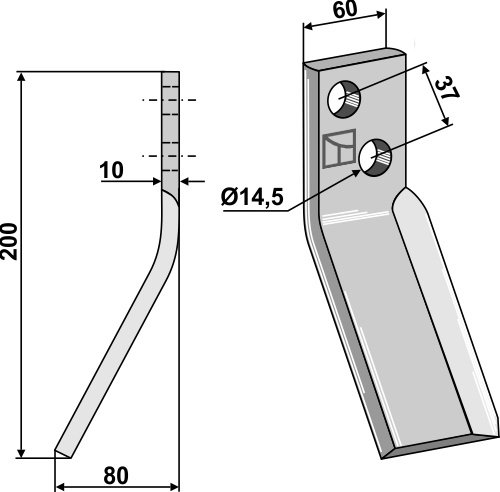 Fræserkniv 200x60mm, venstre