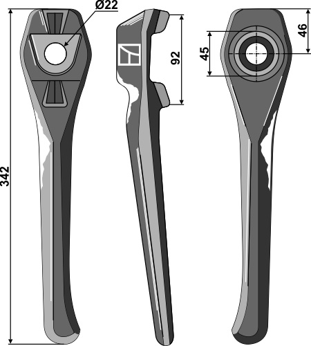 Rotorharvetand 342mm, venstre