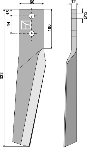 Rotorharvetand 332mm, venstre