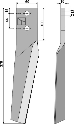 Rotorharvetand 370mm, venstre