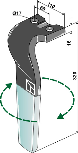 rh-68-r-dura Rotorharvetand (DURQFACE) 320mm, højre