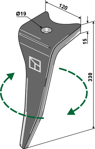 Rotorharvetand 330mm, højre