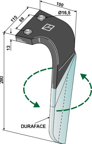 Rotorharvetand (DURAFACE), venstre
