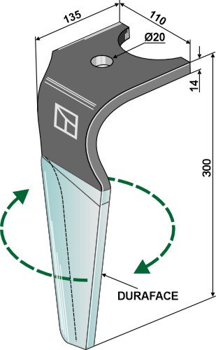 Rotorharvetand (DURAFACE), højre