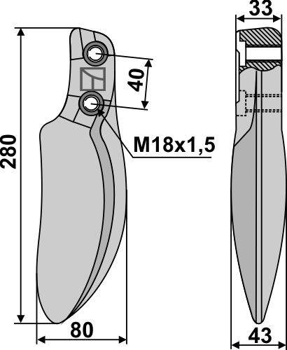 Fræserkniv 280mm